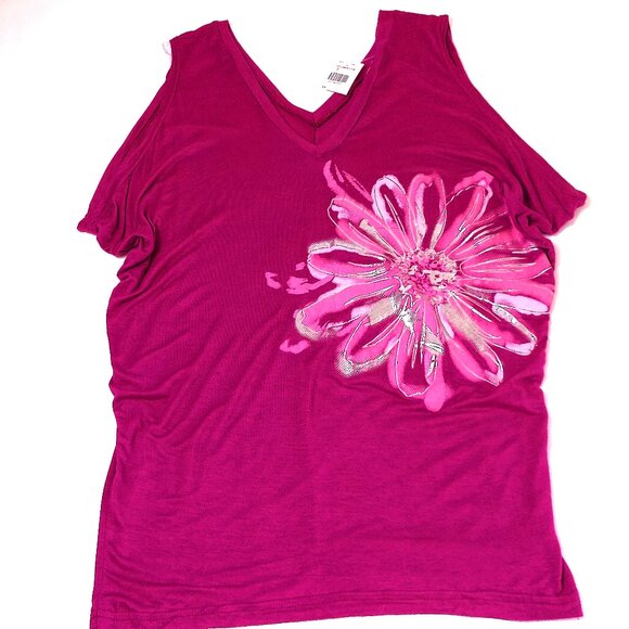 Summer tank top hop rpink floral NWT Medium sleeveless blouse v-neck - Picture 6 of 9